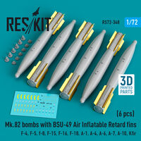 Mk.82 Bombs With BSU-49 Air Inflatable Retard Fins (6 pcs) (F-4, F-5, F-8, F-15, F-16, F-18, A-1, A-4, A-6, A-7, A-10, Kfir) - Image 1
